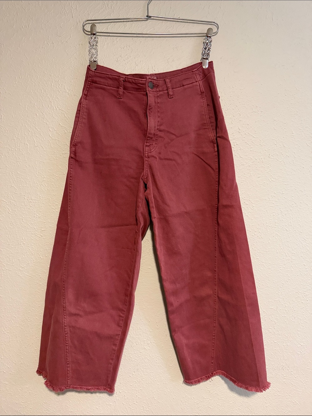 a.n.a  Wide-Leg High rise crop in Dusty Rose